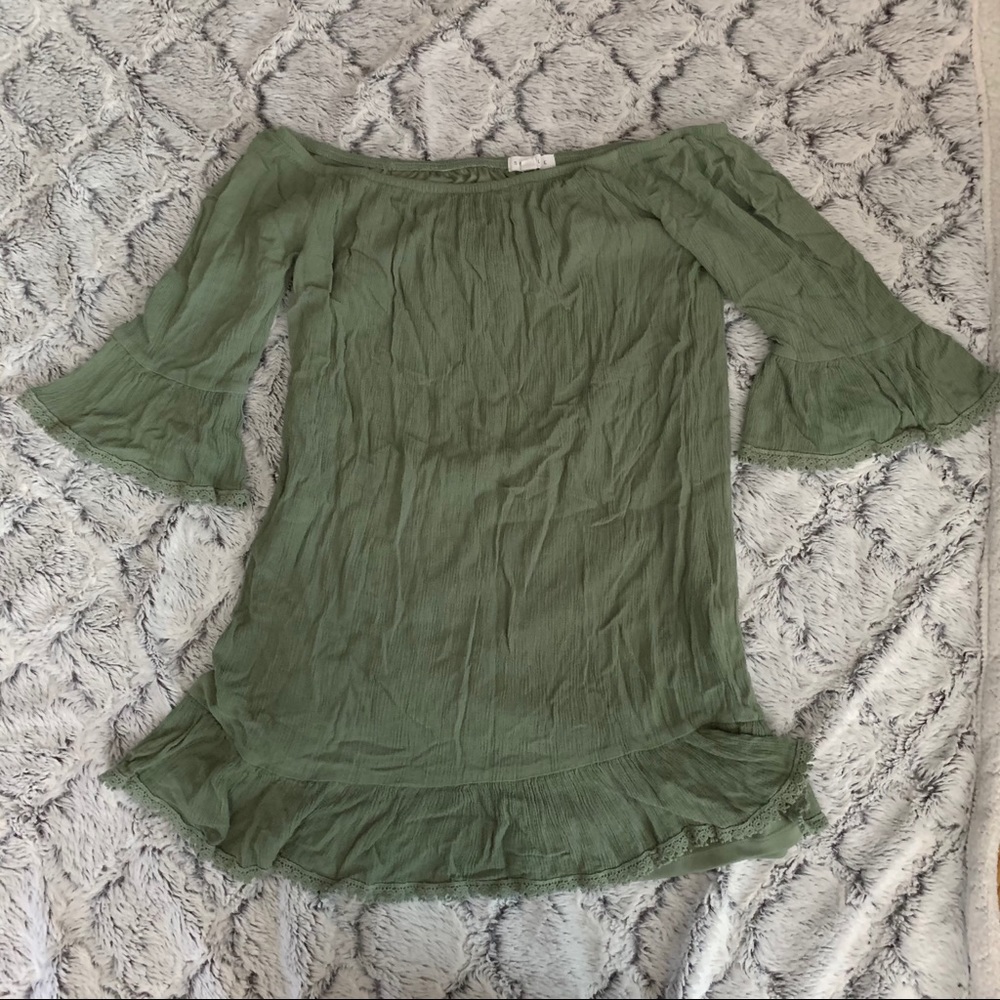 Olive Green Off-the-Shoulder Dress